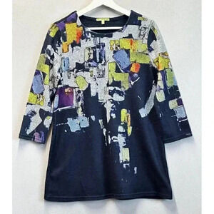 Trisha Tyler Women's Size Small Multicolor‎ Abstract Tunic Sweater Shirt